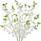 3 Pcs Summer White Cherry Blossom Branches Artificial Flowers Arrangements (White)